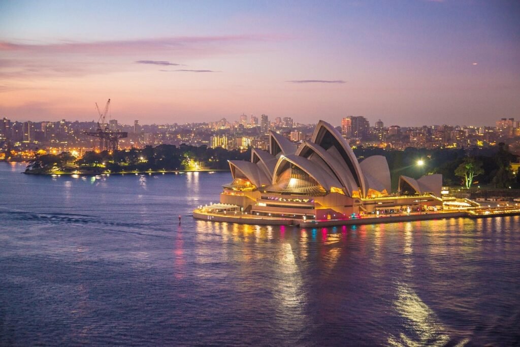 sydney opera house, sydney, architecture, building, harbour, australia, cityscape, nature, water, evening-354375.jpg